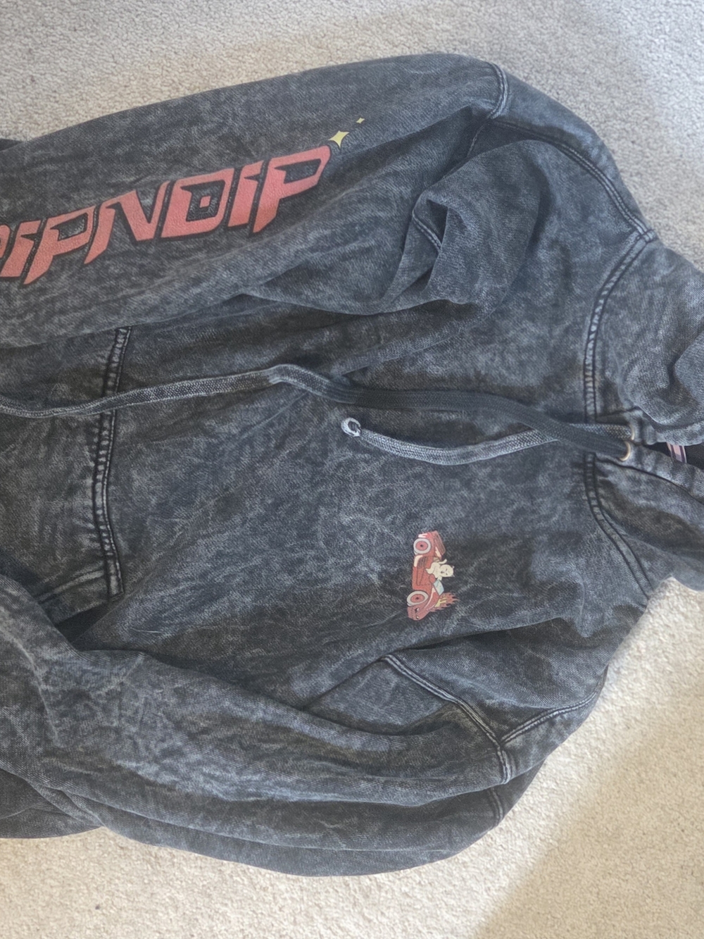 Ripndip Black Acid-Wash Zip-Up Sweater with Red Logo
